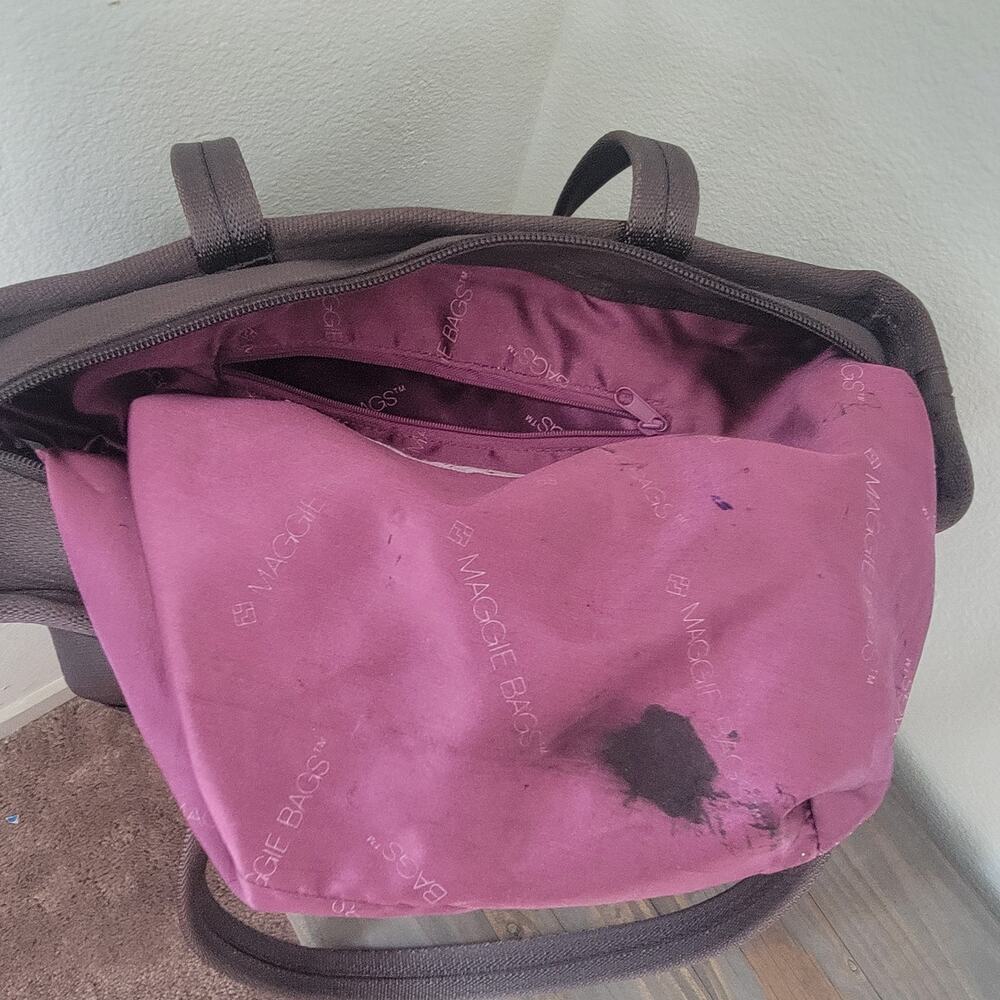 Maggie Bags Recycled Thick Seatbelt Webbing Tote Shoulder Bag Brown Purple 13x9‎ - Picture 12 of 16